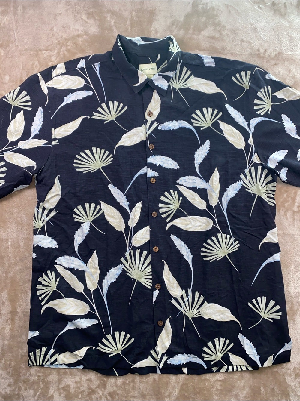 Joseph & Feiss Silk Hawaiian Floral Tropical Leaf Button up shirt